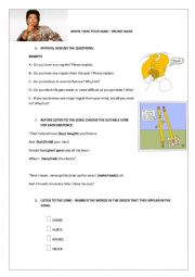 English Worksheet: Song: When I was your man