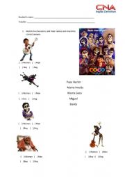 English Worksheet: Coco movie activity for teenagers