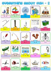 English Worksheet: Everything about fish 2  - Pictionary + KEY