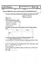 English Worksheet: listening comprehension mid-term test 