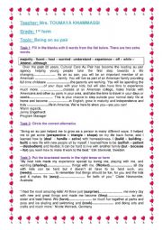 English Worksheet: Being an au pair