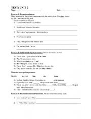 English Worksheet: Project 2; Unit 2 Test (Present Simple, Present Continuous, Subject and object pronouns, Animals)