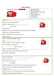 English Worksheet: PHONE CONVERSATION