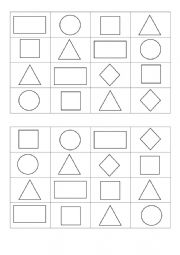 English Worksheet: Bingo - shapes level 1