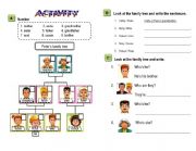 English Worksheet: family members / possessive adjectives / possessive nouns