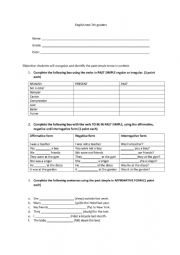 English Worksheet: Past simple tense