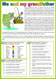 English Worksheet: Me and my grandfather. Reading comprehension + questions + KEY