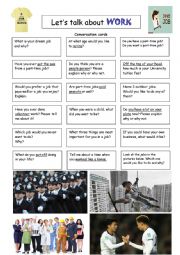English Worksheet: Lets Talk About Work Conversation (Vocabulary Included)