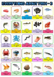 English Worksheet: Everything about fish 3  - Pictionary + KEY