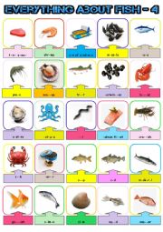 English Worksheet: Everything about fish 4  -  Pictionary + KEY