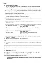 English Worksheet: 2nd year bac 2nd term quiz 2 morocco