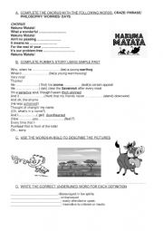 English Worksheet: Hakuna Matata