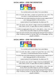 English Worksheet: SOCIAL MEDIA - DEFINITION