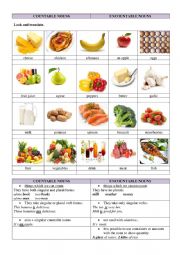 English Worksheet: Countable/Uncountable nouns