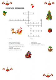 English Worksheet: Christmas crossword with Key
