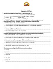 English Worksheet: Cause and Effect