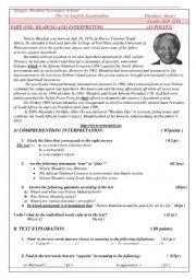 English Worksheet: biography of Nelson Mandela