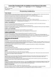 English Worksheet: lesson plan template