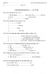 English Worksheet: Quiz