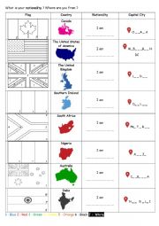 English Worksheet: Countries, flags and Nationalities