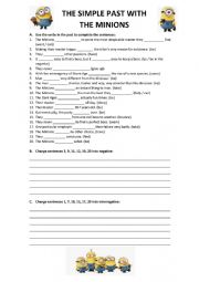English Worksheet: THE SIMPLE PAST WITH THE MINIONS