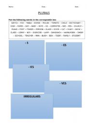 English Worksheet: plurals rules exercise