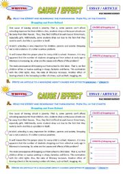 English Worksheet: Cause-Effect Essay / Article