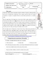 English Worksheet: Full-Term-test N°1 9th forms