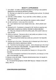 English Worksheet: BEAUTY & APPEARANCE
