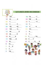 English Worksheet: numbers