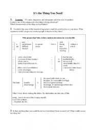 English Worksheet: Its the Thing You Need!
