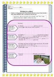 English Worksheet: Writing-A diary page