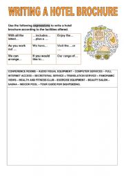 English Worksheet: tourism - writing a hotel brochure