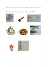 First Aid Kit Worksheet