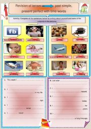 English Worksheet: Past Simple and Present Perfect with time words (2pages)