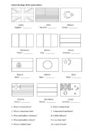 English Worksheet: flags