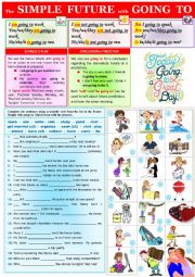 English Worksheet: The simple future simple with going to - basic rules + exercises + KEY