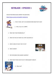 English Worksheet: Beyblade - Watching exercise (episode 1)