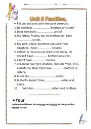English Worksheet: any/a lot of