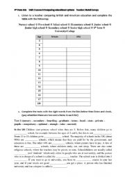 English Worksheet: Unit 2 Lesson 5 Comparing educational systems