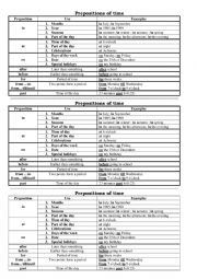 English Worksheet: Prepositions of time