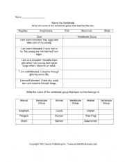 English Worksheet: Name The Vertebrate 