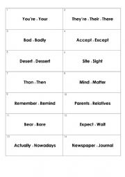 English Worksheet: Conversation Questions - Confusing Words