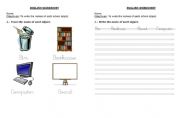 English Worksheet: Classroom objects
