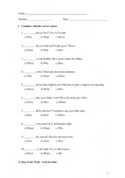 English Worksheet: Worksheet