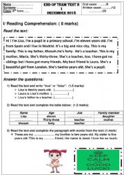 English Worksheet: 6th form test