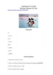 English Worksheet: Micky Mouse on ice