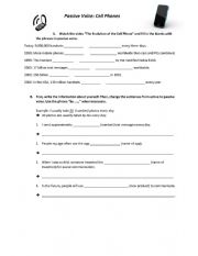 English Worksheet: Passive Voice: Cell Phones