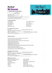 English Worksheet: Perfect by Ed Sheeran Worksheet