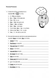 English Worksheet: Personal Pronouns